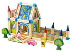 EcoToys Dřevěné stavební kostičky 6v1 House hnědé