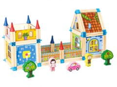 EcoToys Dřevěné stavební kostičky 6v1 House hnědé