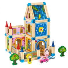 EcoToys Dřevěné stavební kostičky 6v1 House hnědé