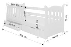 nabbi Dětská postel s matrací a úložným prostorem Leya 80x160 cm - bílá
