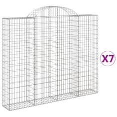 Vidaxl Klenuté gabionové koše 7 ks 200x30x160/180cm pozinkované železo