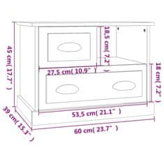 Vidaxl Noční stolek bílý s vysokým leskem 60 x 39 x 45 cm