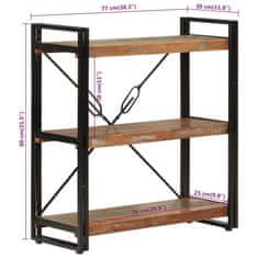 Vidaxl Knihovna se 3 policemi 77x30x80 cm recyklované dřevo a železo