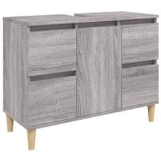 Vidaxl 3dílný set koupelnového nábytku šedý sonoma kompozitní dřevo