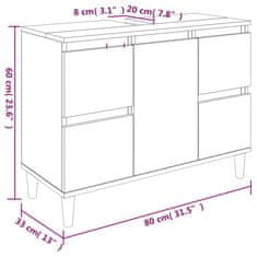 Greatstore Umyvadlová skříňka bílá s vysokým leskem 80x33x60 cm kompozit