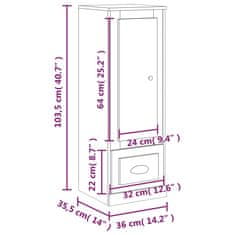 Vidaxl Skříň highboard kouřový dub 36 x 35,5 x 103,5 kompozitní dřevo