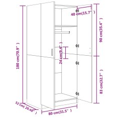 Vidaxl Šatní skříň dub sonoma 80 x 52 x 180 cm kompozitní dřevo