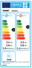 Domo Mobilní klimatizace 12000 BTU s topením - DOMO DO361A