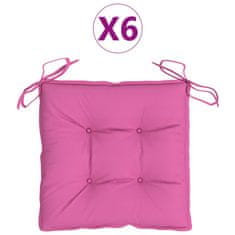 Vidaxl Podušky na židli 6 ks růžové 50 x 50 x 7 cm textil