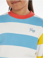 Tommy Hilfiger Bílo-modrá pruhovaná holčičí mikina Tommy Hilfiger 116