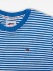 Tommy Jeans Bílo-modré pánské pruhované tričko Tommy Jeans M