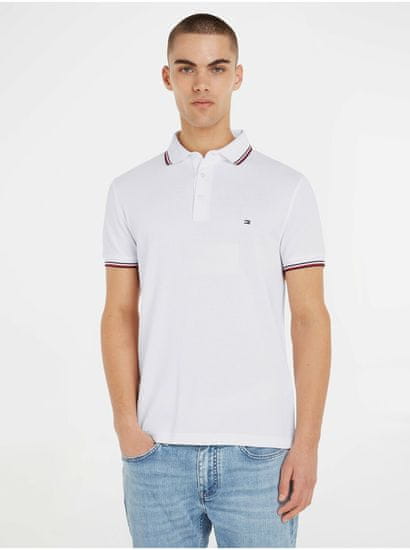 Tommy Hilfiger Bílé pánské polo tričko Tommy Hilfiger 1985 Tipped Slim