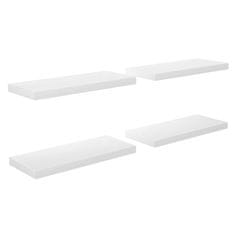 Vidaxl Plovoucí nástěnné police 4 ks lesklé bílé 60x23,5x3,8 cm MDF