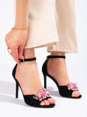 Amiatex Komfortní dámské sandály černé na jehlovém podpatku + Ponožky Gatta Calzino Strech, černé, 40