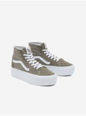 Vans Khaki dámské kotníkové tenisky se semišovými detaily na platformě VANS SK8-Hi 38