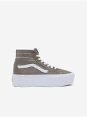 Vans Khaki dámské kotníkové tenisky se semišovými detaily na platformě VANS SK8-Hi 38