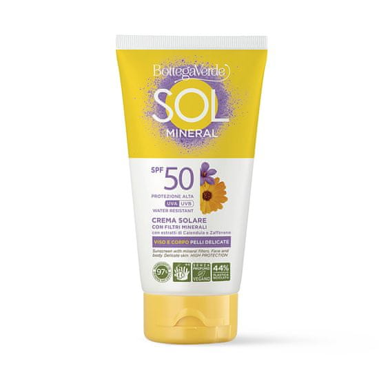 Bottega Verde SOL Voděodolný opalovací krém na obličej a tělo s minerálními filtry SPF50, 120ml