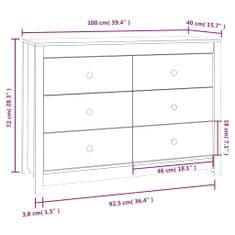 Vidaxl Odkládací skříňka bílá 100x40x72 cm masivní borové dřevo