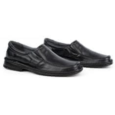 Pánské kožené mokasíny slip-on černé velikost 44