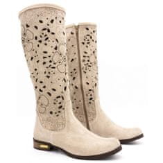 Dámské prolamované boty Flowers light beige velikost 42