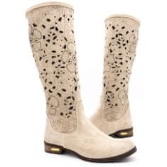 Dámské prolamované boty Flowers light beige velikost 42