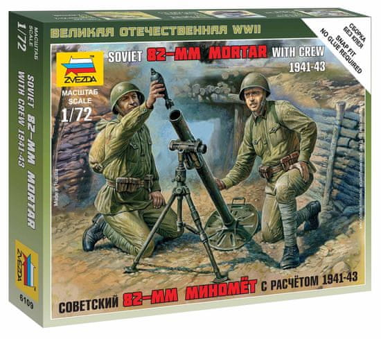 Zvezda figurky sovětský minomet 82 mm s obsluhou, Wargames (WWII) 6109, 1/72