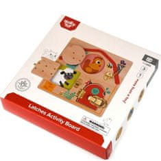 LEBULA Dřevěná manipulační deska s hračkami pro otvírání a zavírání zámků pro domácí mazlíčky