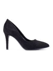 Amiatex Exkluzívní lodičky černé dámské na širokém podpatku + Ponožky Gatta Calzino Strech, černé, 36
