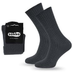 SOKKO 6x Pánské dlouhé ponožky grafitové, bez stlačení 45-47