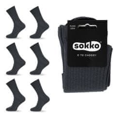 SOKKO 6x Pánské dlouhé ponožky grafitové, bez stlačení 45-47