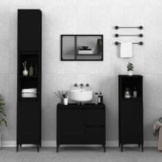 Greatstore 3dílný set koupelnových skříněk černý kompozitní dřevo