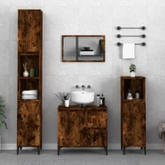 Greatstore 3dílný set koupelnových skříněk kouřový dub kompozitní dřevo