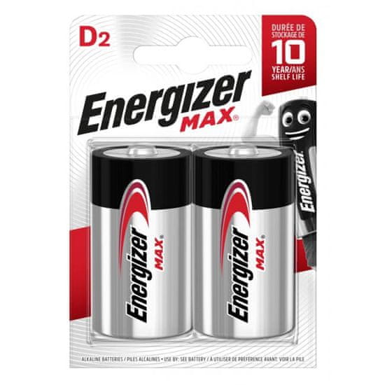 Energizer Baterie alkalická Max 1,5V, typ D, 2 ks