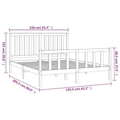 Vidaxl Rám postele s čelem 150 x 200 cm masivní borovice King Size