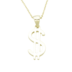 LS Stříbrný přívěšek pozlacený symbol dolar