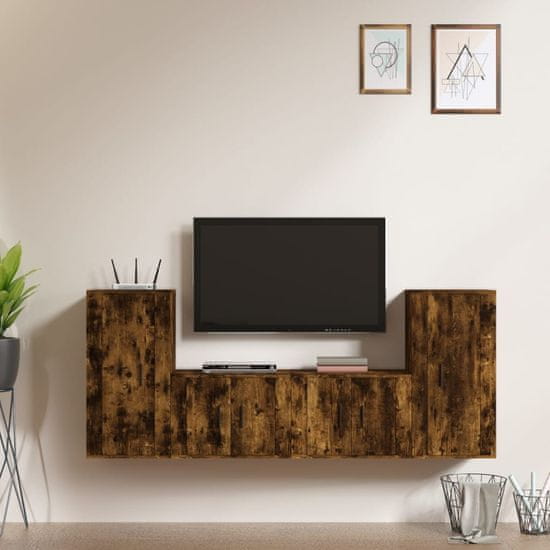 Vidaxl 4dílný set TV skříněk kouřový dub kompozitní dřevo