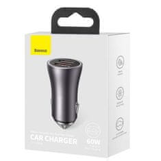 BASEUS Baseus Car Charger Golden Contactor Max Dual Fast Charger U+U 60W Dark Gray (CGJM000013)