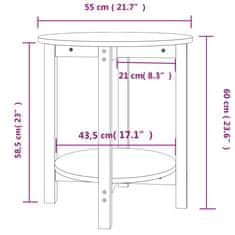 Vidaxl Konferenční stolek šedý Ø 55 x 60 cm masivní borové dřevo