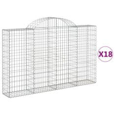 Vidaxl Klenuté gabionové koše 18ks 200x30x120/140cm pozinkované železo