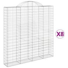 Vidaxl Klenuté gabionové koše 8 ks 200x30x200/220cm pozinkované železo