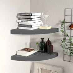 Vidaxl 323914 Floating Corner Shelves 2 pcs High Gloss Grey 35x35x3,8 cm MDF