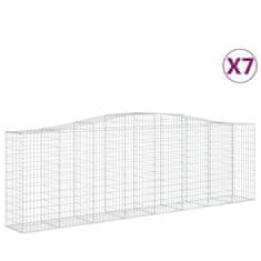 Vidaxl Klenuté gabionové koše 7 ks 400x50x120/140cm pozinkované železo