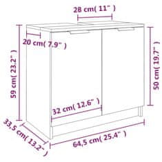 Vidaxl Koupelnová skříňka šedá sonoma 64,5x33,5x59 cm kompozitní dřevo