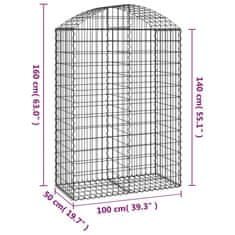 Vidaxl Klenutý gabionový koš 100 x 50 x 140/160 cm pozinkované železo