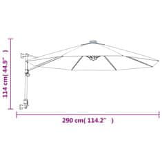 Vidaxl Nástěnný slunečník jasně červený 290 cm