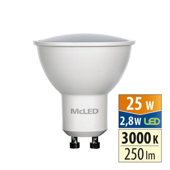 McLED LED žárovka GU10, 2,8W, 3000K, CRI80, vyz. úhel 110°, ф use 360° 250lm