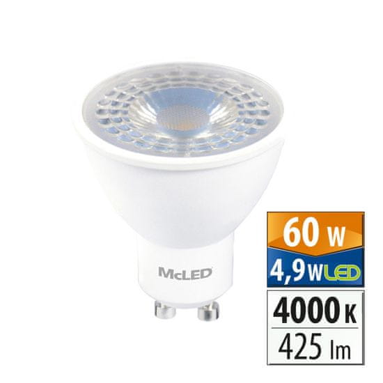 McLED LED žárovka GU10, 4,9W, 4000K, CRI80, vyz. úhel 38°, ф use 360° 425lm