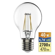 McLED LED žárovka 4,7W, E27, 2700K, CRI 80, vyzař. úhel 320°, sv. tok 470lm, PF 0,5, 20mA