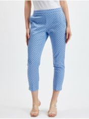 Orsay Modré dámské puntíkované zkrácené kalhoty 38