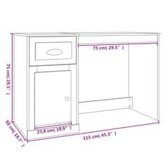 Vidaxl Psací stůl se zásuvkou hnědý dub 115x50x75 cm kompozitní dřevo